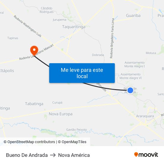 Bueno De Andrada to Nova América map