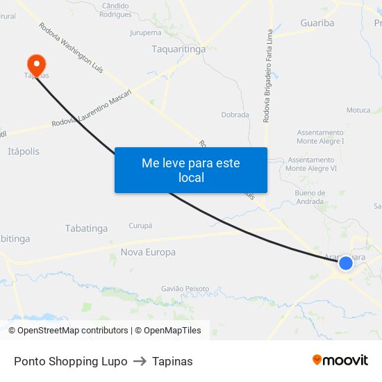 Ponto Shopping Lupo to Tapinas map