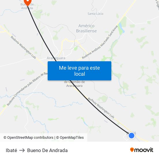 Ibaté to Bueno De Andrada map