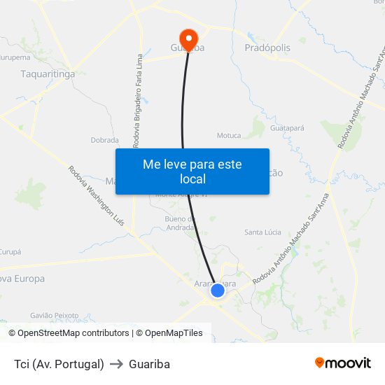 Tci (Av. Portugal) to Guariba map