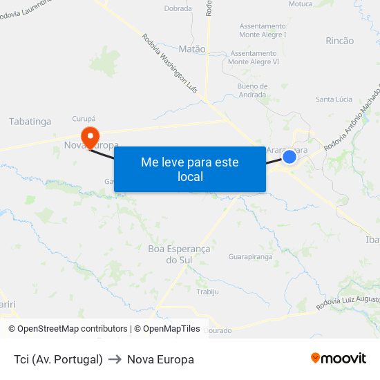 Tci (Av. Portugal) to Nova Europa map