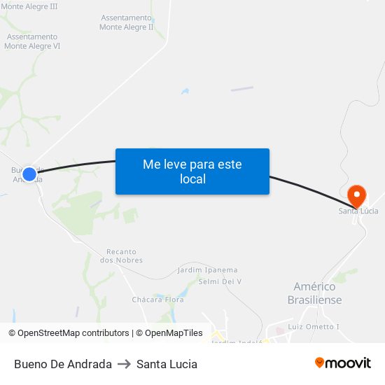Bueno De Andrada to Santa Lucia map