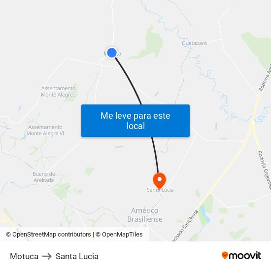 Motuca to Santa Lucia map