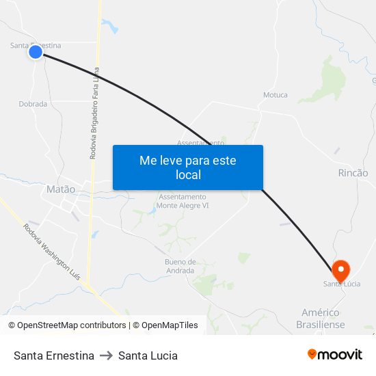 Santa Ernestina to Santa Lucia map