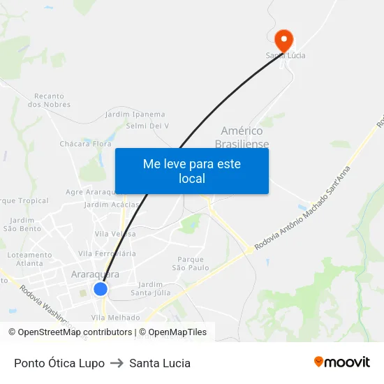 Ponto Ótica Lupo to Santa Lucia map
