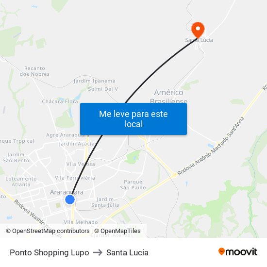 Ponto Shopping Lupo to Santa Lucia map