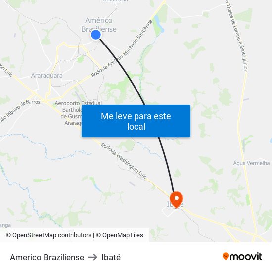 Americo Braziliense to Ibaté map