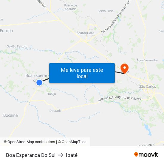 Boa Esperanca Do Sul to Ibaté map
