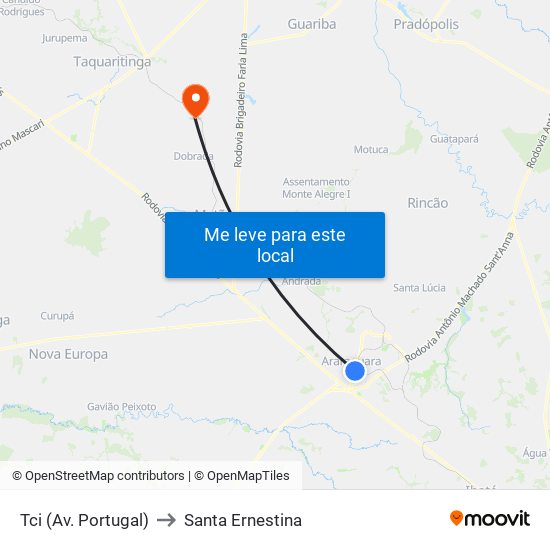 Tci (Av. Portugal) to Santa Ernestina map