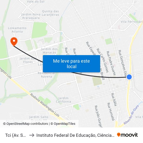 Tci (Av. São Paulo) to Instituto Federal De Educação, Ciência E Tecnologia De São Paulo map