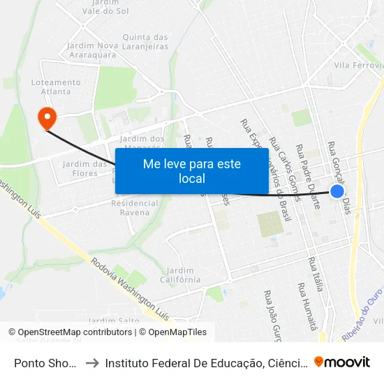 Ponto Shopping Lupo to Instituto Federal De Educação, Ciência E Tecnologia De São Paulo map