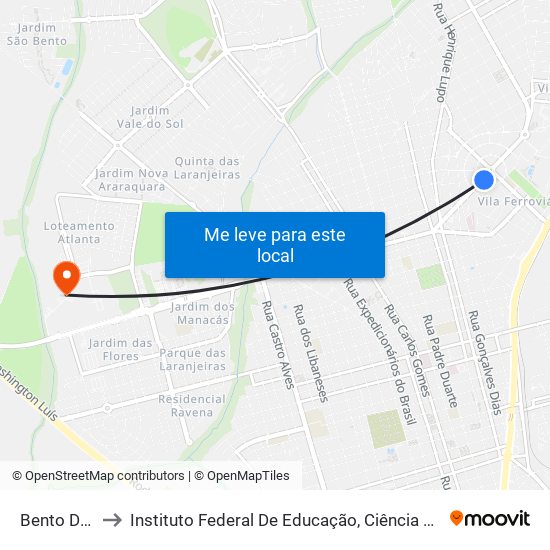 Bento De Abreu to Instituto Federal De Educação, Ciência E Tecnologia De São Paulo map