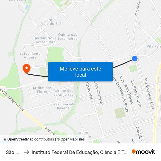 São Bento to Instituto Federal De Educação, Ciência E Tecnologia De São Paulo map