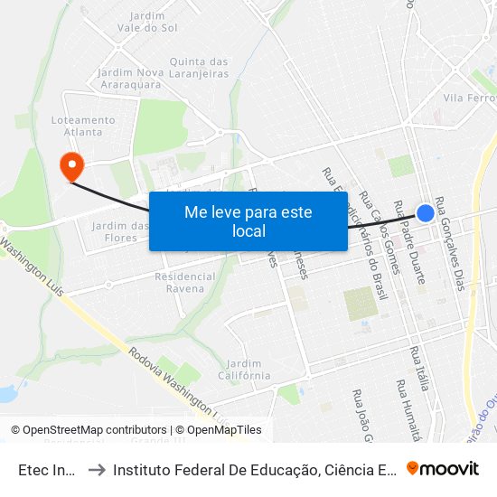 Etec Industrial to Instituto Federal De Educação, Ciência E Tecnologia De São Paulo map
