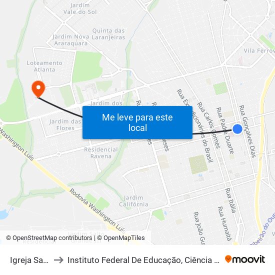 Igreja Santa Cruz to Instituto Federal De Educação, Ciência E Tecnologia De São Paulo map