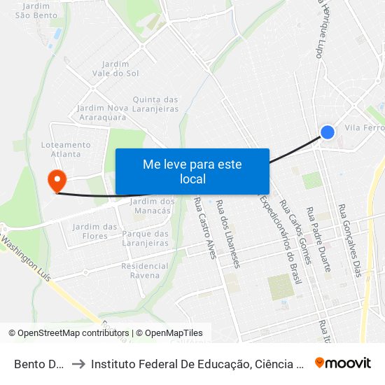 Bento De Abreu to Instituto Federal De Educação, Ciência E Tecnologia De São Paulo map