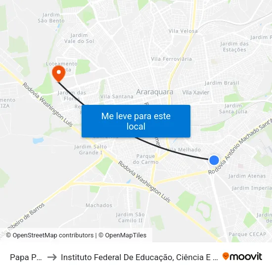 Papa Paulo VI to Instituto Federal De Educação, Ciência E Tecnologia De São Paulo map