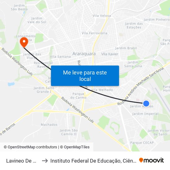 Lavineo De Arruda Falcão to Instituto Federal De Educação, Ciência E Tecnologia De São Paulo map