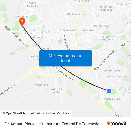 Dr. Amauri Pinto De Costa Monteiro to Instituto Federal De Educação, Ciência E Tecnologia De São Paulo map