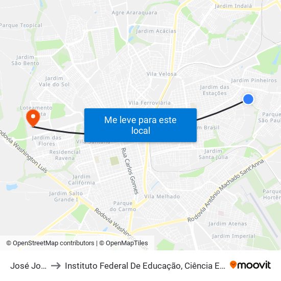 José João Biffi to Instituto Federal De Educação, Ciência E Tecnologia De São Paulo map