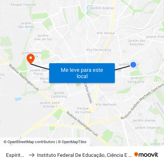 Espírito Santo to Instituto Federal De Educação, Ciência E Tecnologia De São Paulo map