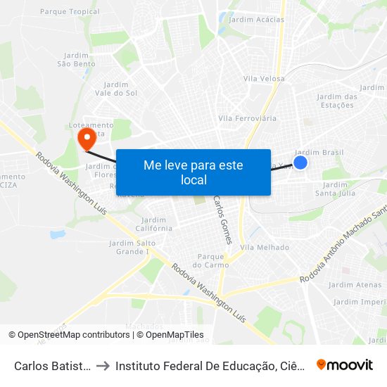 Carlos Batista Magalhães to Instituto Federal De Educação, Ciência E Tecnologia De São Paulo map