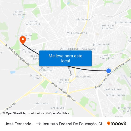 José Fernandes Monteiro Filho to Instituto Federal De Educação, Ciência E Tecnologia De São Paulo map