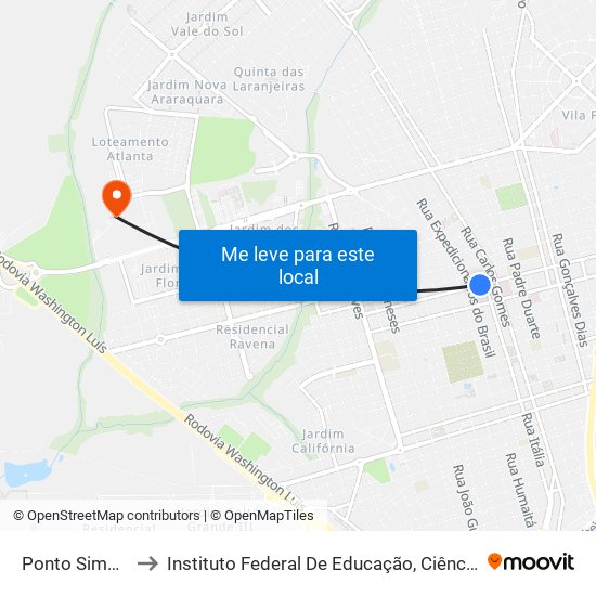 Ponto Simone Hokana to Instituto Federal De Educação, Ciência E Tecnologia De São Paulo map