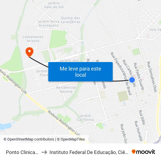 Ponto Clinica Alves Ferreira to Instituto Federal De Educação, Ciência E Tecnologia De São Paulo map