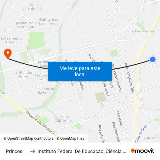 Princesa Isabel to Instituto Federal De Educação, Ciência E Tecnologia De São Paulo map