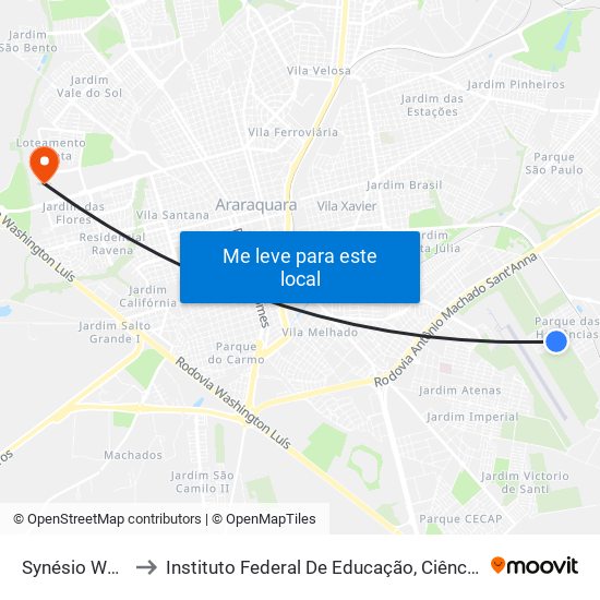 Synésio Wyss Barreto to Instituto Federal De Educação, Ciência E Tecnologia De São Paulo map