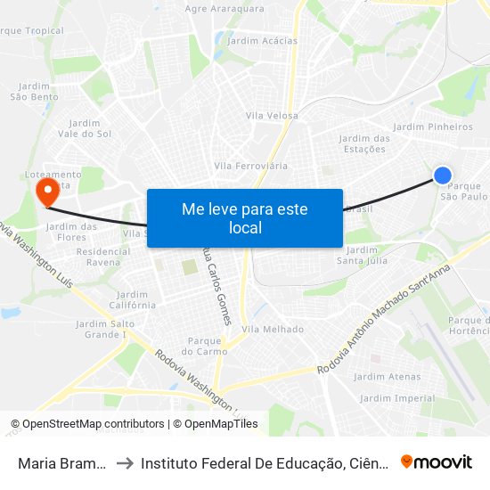 Maria Brambilia Passos to Instituto Federal De Educação, Ciência E Tecnologia De São Paulo map