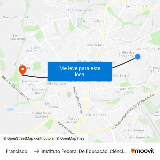 Francisco Vaz Filho to Instituto Federal De Educação, Ciência E Tecnologia De São Paulo map