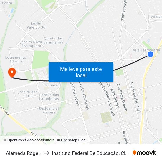 Alameda Rogerio Pinto Ferraz to Instituto Federal De Educação, Ciência E Tecnologia De São Paulo map