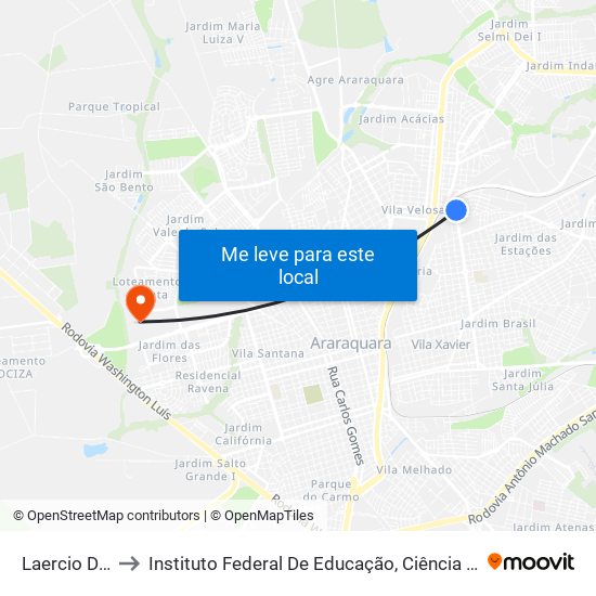 Laercio De Araujo to Instituto Federal De Educação, Ciência E Tecnologia De São Paulo map