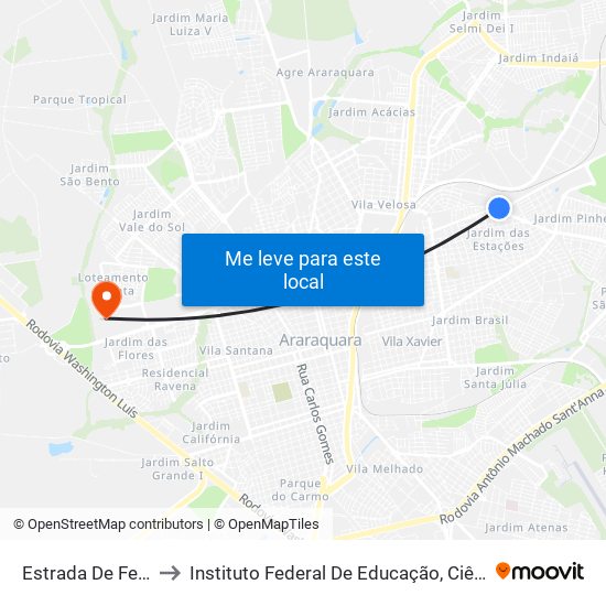 Estrada De Ferro Araraquara to Instituto Federal De Educação, Ciência E Tecnologia De São Paulo map