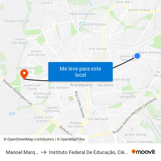 Manoel Marques De Jesus to Instituto Federal De Educação, Ciência E Tecnologia De São Paulo map