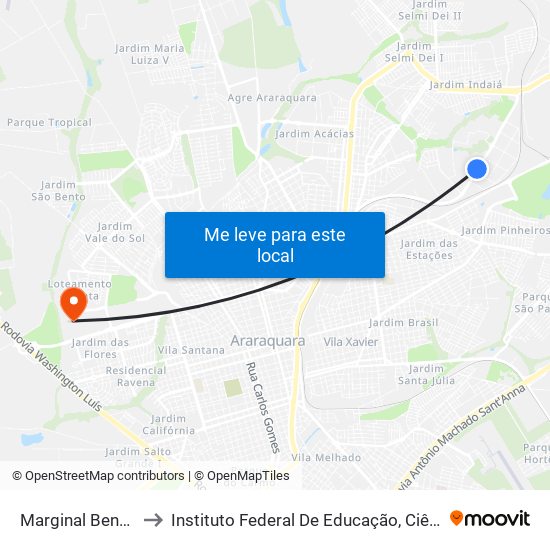 Marginal Bento Ferreira Luiz to Instituto Federal De Educação, Ciência E Tecnologia De São Paulo map