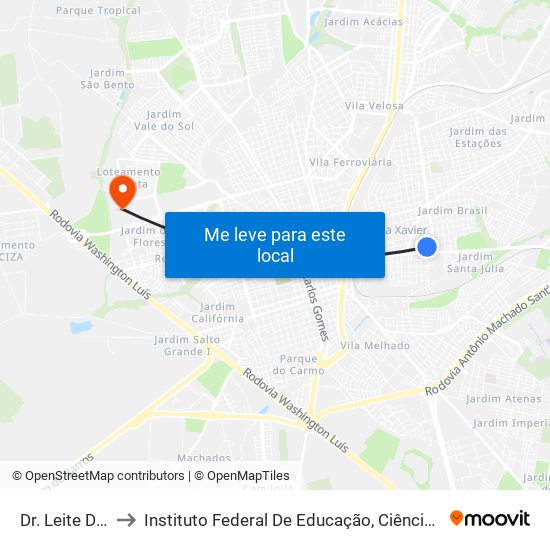 Dr. Leite De Moraes to Instituto Federal De Educação, Ciência E Tecnologia De São Paulo map