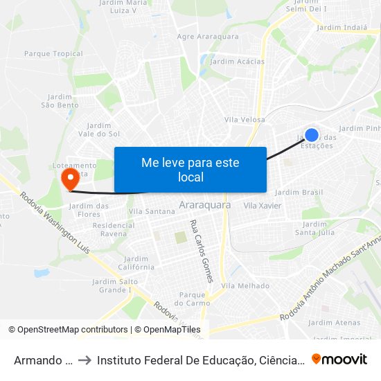 Armando Biagione to Instituto Federal De Educação, Ciência E Tecnologia De São Paulo map