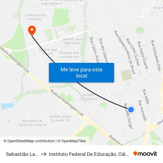 Sebastião Lacerda Corrêa to Instituto Federal De Educação, Ciência E Tecnologia De São Paulo map