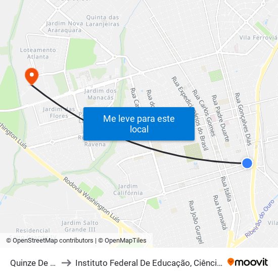 Quinze De Novembro to Instituto Federal De Educação, Ciência E Tecnologia De São Paulo map