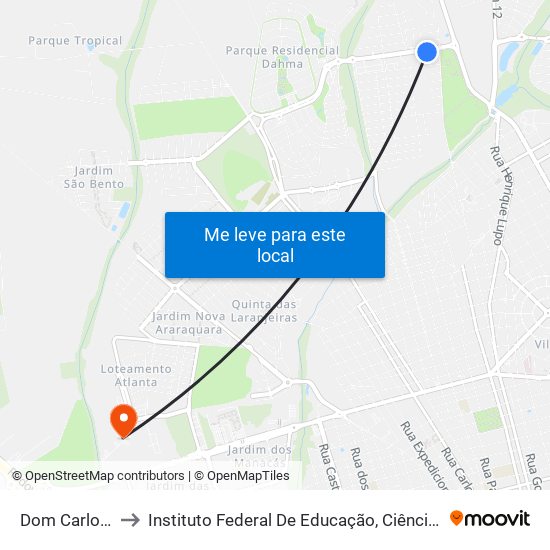 Dom Carlos Carmelo to Instituto Federal De Educação, Ciência E Tecnologia De São Paulo map