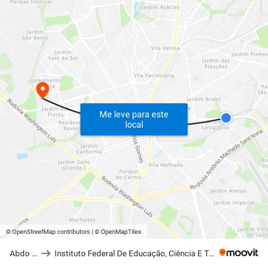 Abdo Najm to Instituto Federal De Educação, Ciência E Tecnologia De São Paulo map