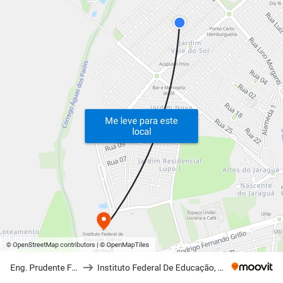 Eng. Prudente Fernandes Monteiro to Instituto Federal De Educação, Ciência E Tecnologia De São Paulo map