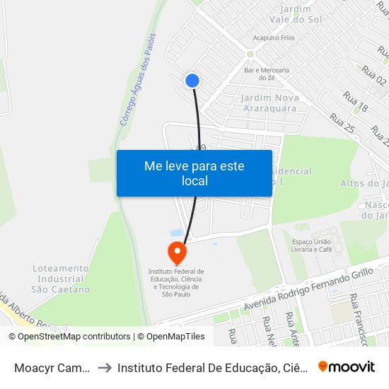 Moacyr Camargo Barbosa to Instituto Federal De Educação, Ciência E Tecnologia De São Paulo map