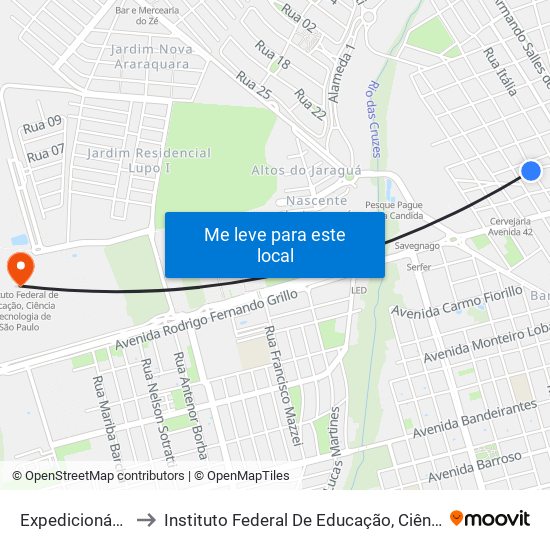 Expedicionários Do Brasil to Instituto Federal De Educação, Ciência E Tecnologia De São Paulo map