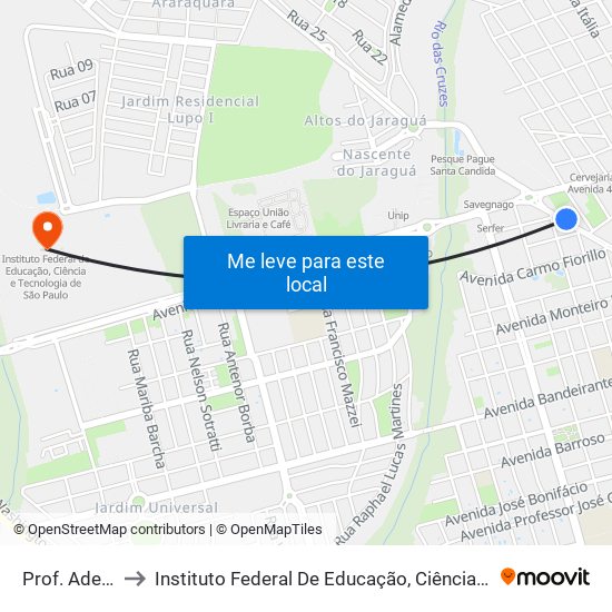 Prof. Adelia Izique to Instituto Federal De Educação, Ciência E Tecnologia De São Paulo map