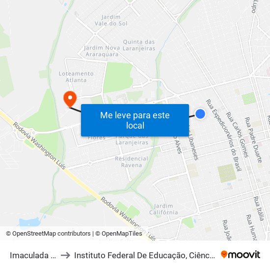 Imaculada Conceição to Instituto Federal De Educação, Ciência E Tecnologia De São Paulo map