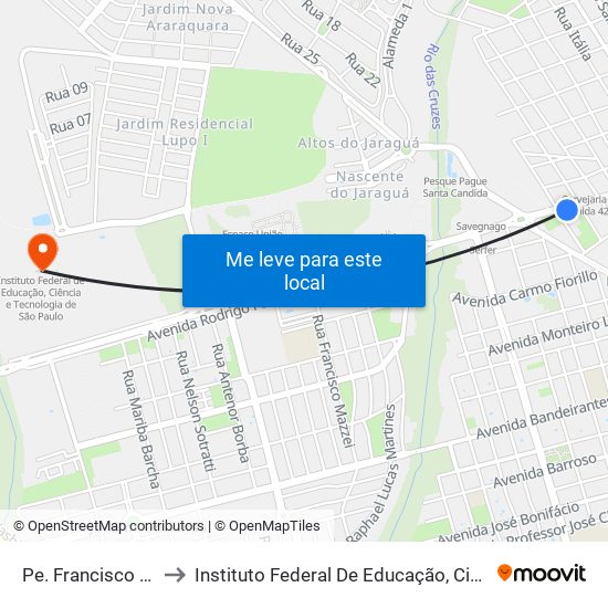 Pe. Francisco Salles Culturato to Instituto Federal De Educação, Ciência E Tecnologia De São Paulo map